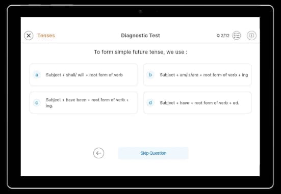 Tablet showing a practice question from the practice repository of iPrep