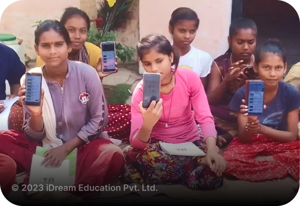 Visuals representing iPrep App empowering girls in India as a comprehensive study app that  provides quality education and rich content.