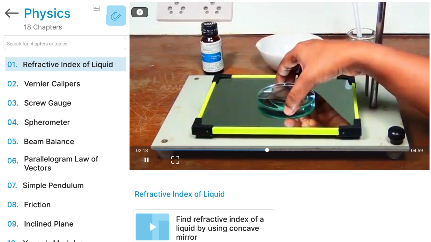 Images of Practical Science and Math Subject-related Lab Videos, present on the educational app solution by iDream Education, the iPrep App