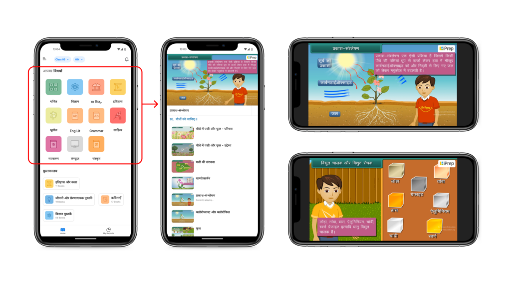 Easy to use learning app iPrep in Hindi