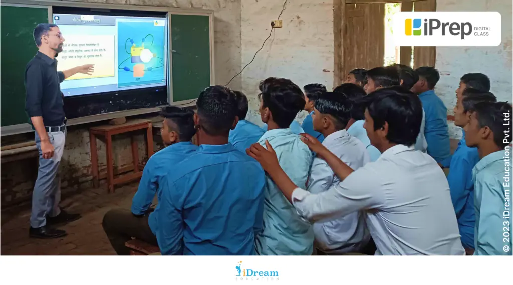 Image showcasing iPrep Digital Class, a smart class with IFP by iDream Education for innovative teaching and learning.