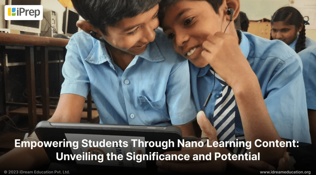 Students engaged in learning through Nano Learning Content for K12 on iPrep
