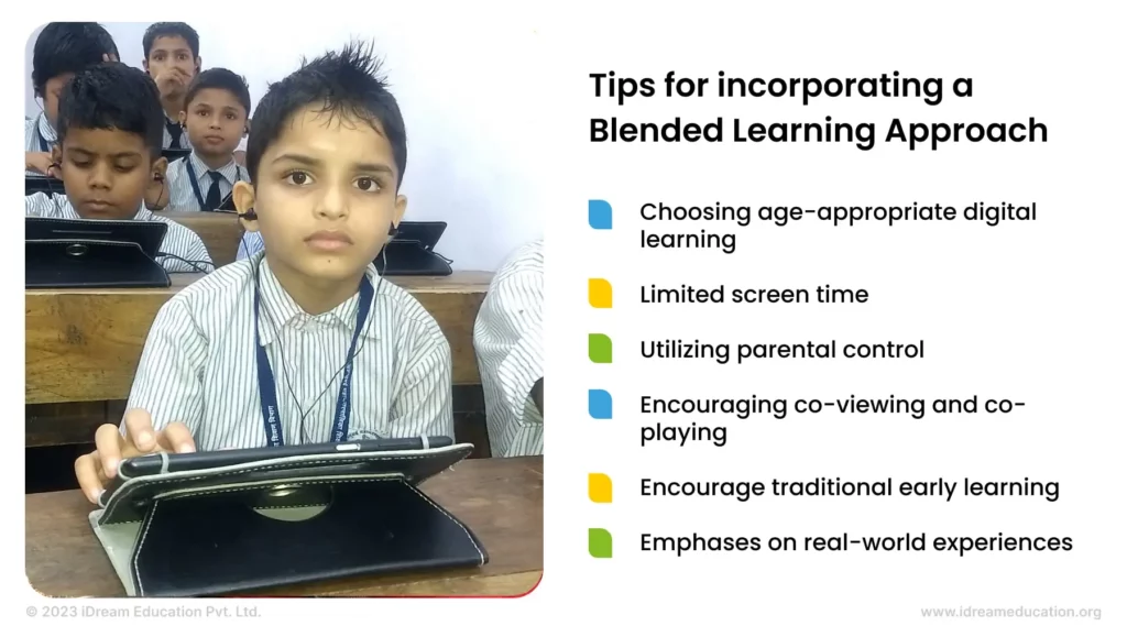 An image of 6 tips shared by the EdTech Company iDream Education, on how you can incorporate technology in Early Childhood Development