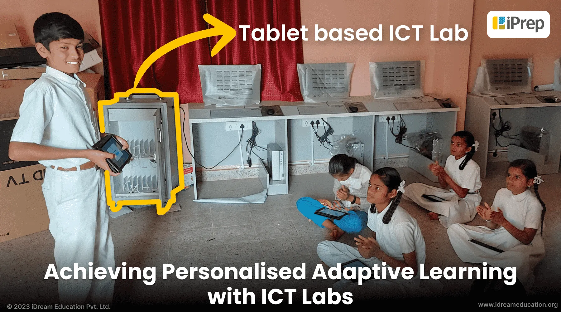 a visual representation of school students experiencing personalized adaptive learning with iPrep smart ICT labs