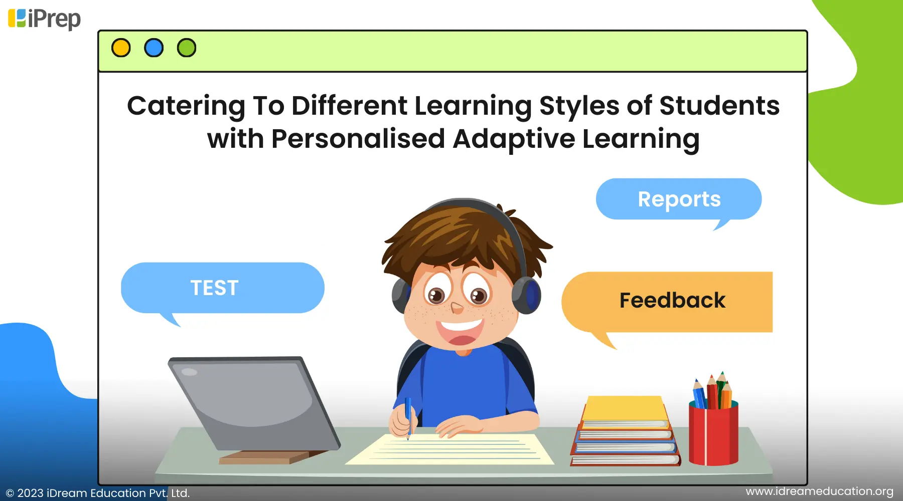 A visual representation of iPrep PAL catering to different learning styles of students with personalized adaptive learning.