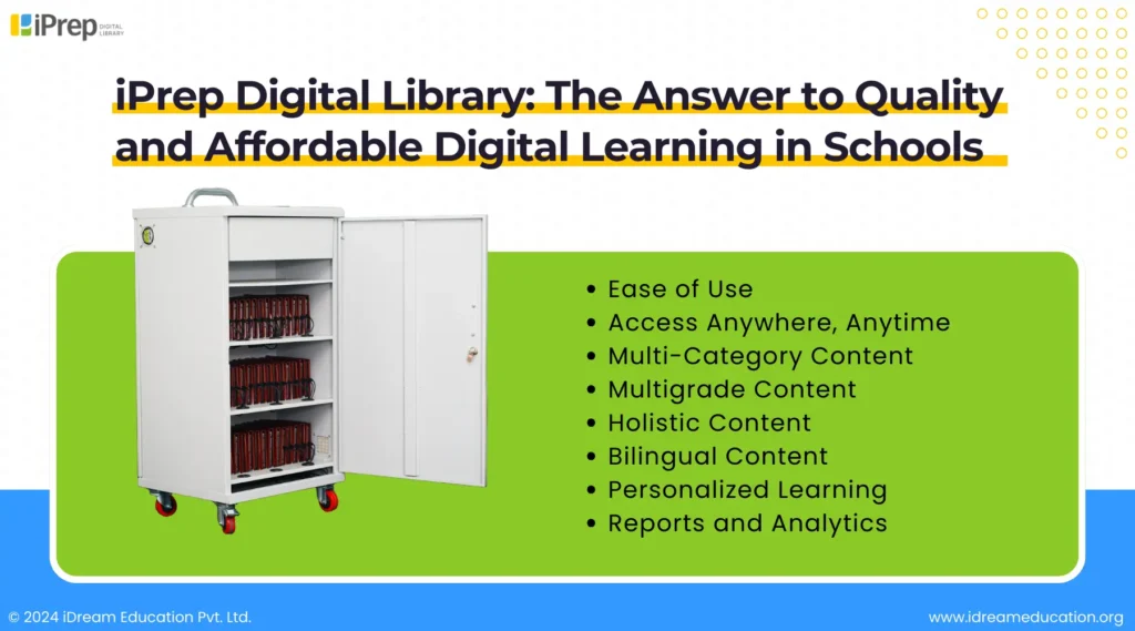 A visual representation of how iPrep Digital Library can be an affordable choice for schools