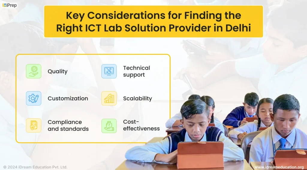 A visual representation of the key consideration to be taken into account for finding the ideal ICT lab provider in Delhi
