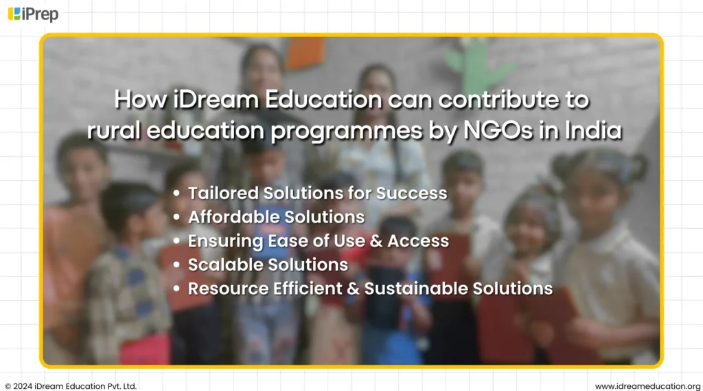 A visual representation of how iDream Education can contribute to Rural Education Programmes by NGOs in India
