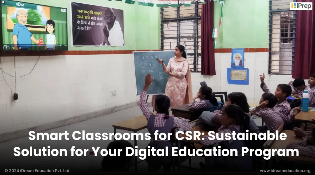  Image depicting setup of the smart classroom for CSR education projects by iDream Education