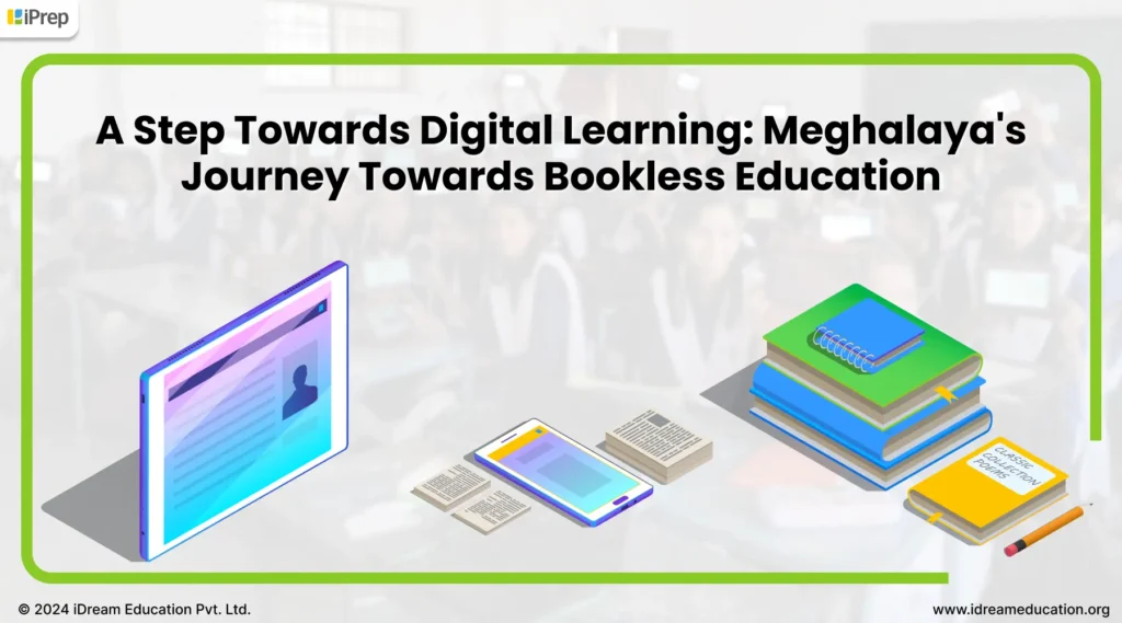 A news article discussing Meghalaya's initiative to explore bookless education by transitioning towards digital learning