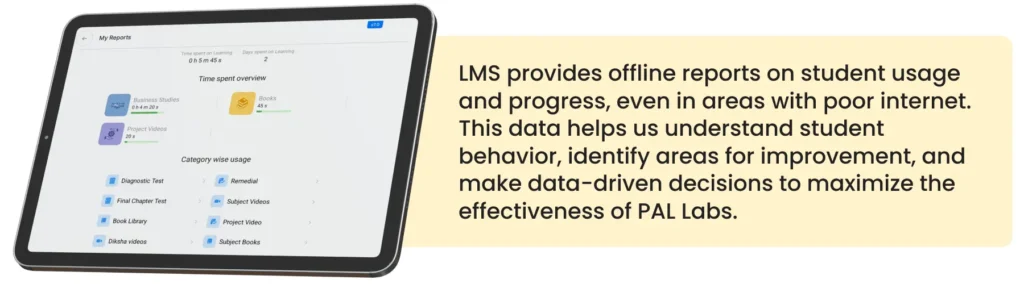 K-12 LMS with offline reporting capabilities in a Personalized Adaptive Learning (PAL) Lab setup by iDream Education