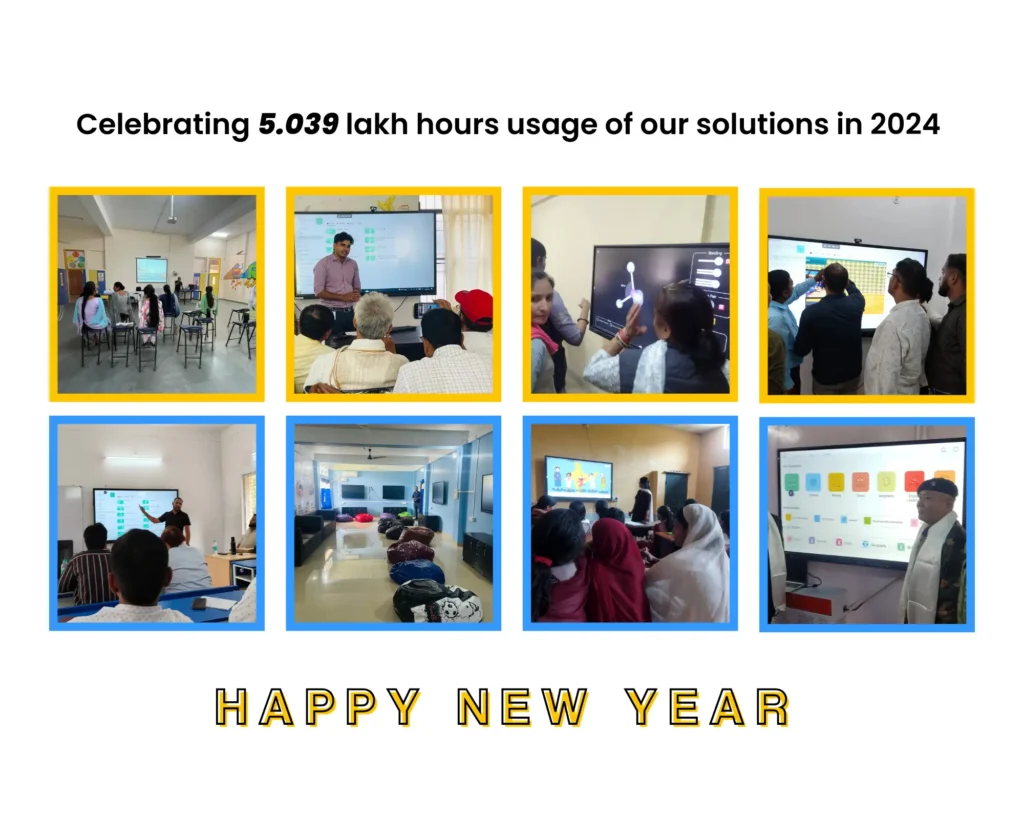 Image showing usage of digital learning solution in 2024, accompanied by Happy New Year' wishes from iDream Education