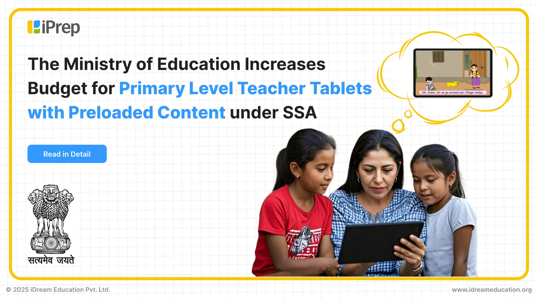 Cover image of a blog highlighting the increased budget assistance by MoE for tablets with preloaded content for primary school teachers