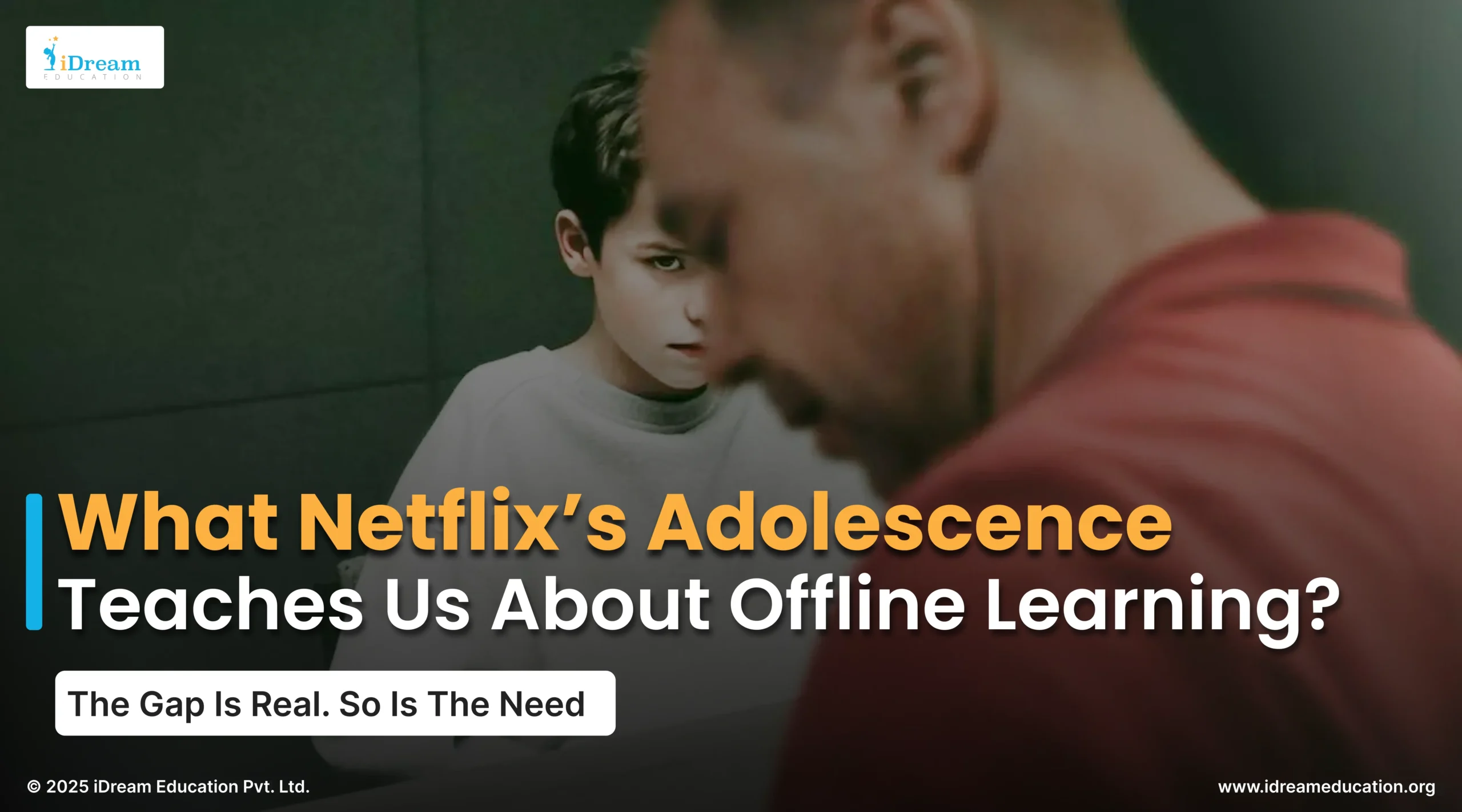 Cover image of blog on the importance of delivering offline content, featuring visual elements inspired by a trending Netflix show - Adolescence