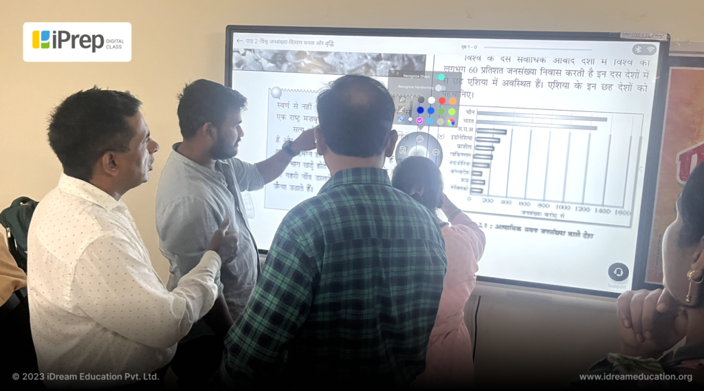 Teacher training on making best use of content categories on iPrep in Nagar Nigam Smart Class Project in Saharanpur, UP by iDream Education