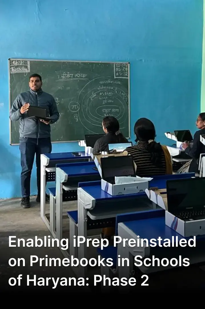 Image depicting the M3M Foundation-enabled iPrep learning platform on Primebooks in schools across Haryana as part of their CSR education program