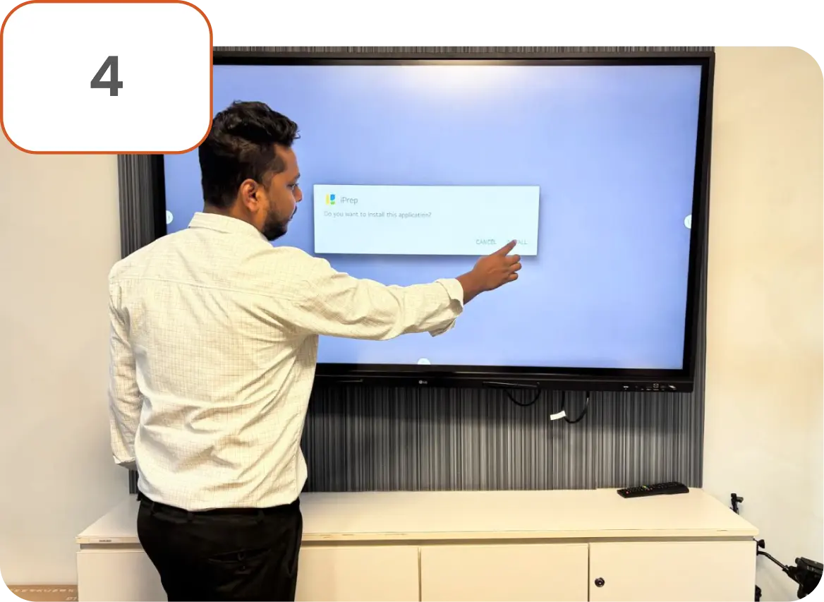 Teacher conducting a lesson using LG Interactive Flat Panels for schools implemented by iDream Education, featuring LMS and digital content