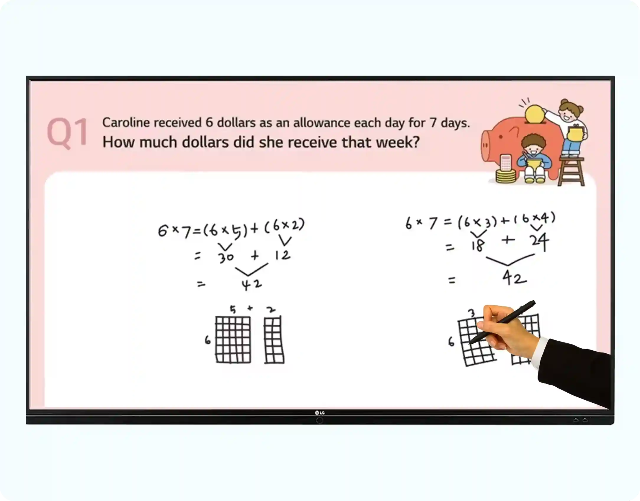 Interactive smart board for classroom teaching, featuring multi-touch capabilities making it ideal for collaborative classroom learning