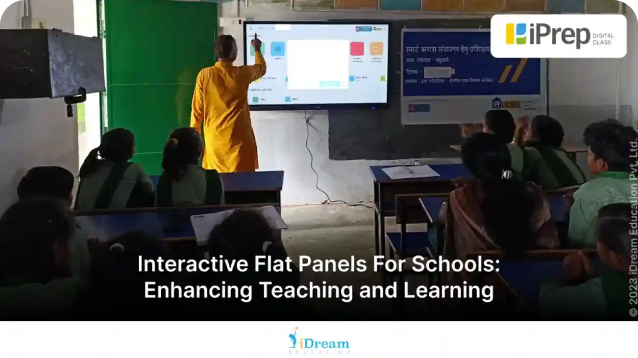 Teacher conducting a lesson using LG Interactive Flat Panels for schools implemented by iDream Education, featuring LMS and digital content