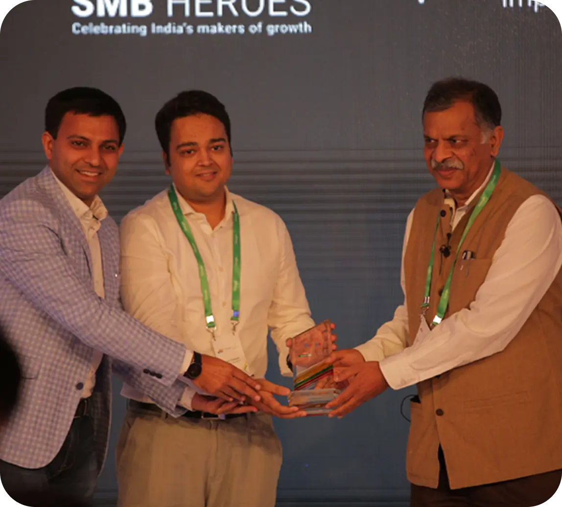 Rohit Prakash and Puneet Goyal from iDream Education receiving an award from Google India for driving impactful change through digital innovation