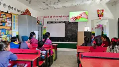 Smart classroom setup in a school in Uttarakhand, implemented by leading digital technology companies in education