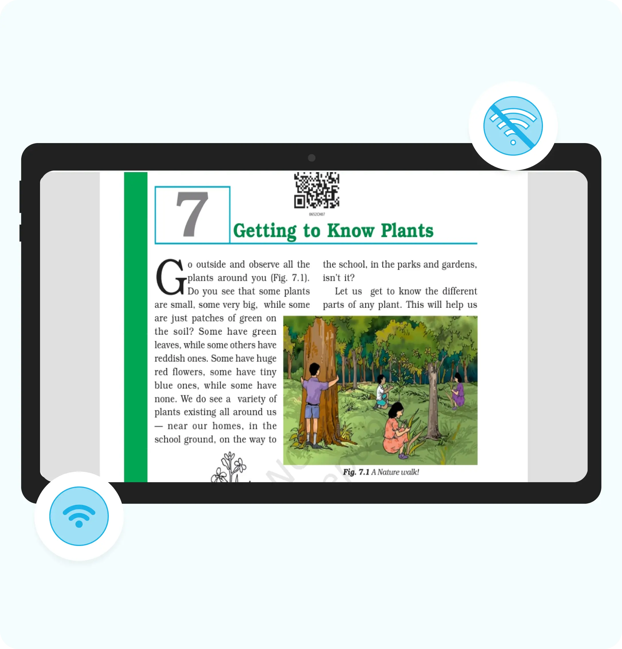 Tablet screen displaying curriculum-aligned digital syllabus books in a digital library setup designed for structured and easy access to academic content
