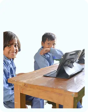 Students learning through enjoyable digital content on learning tablets