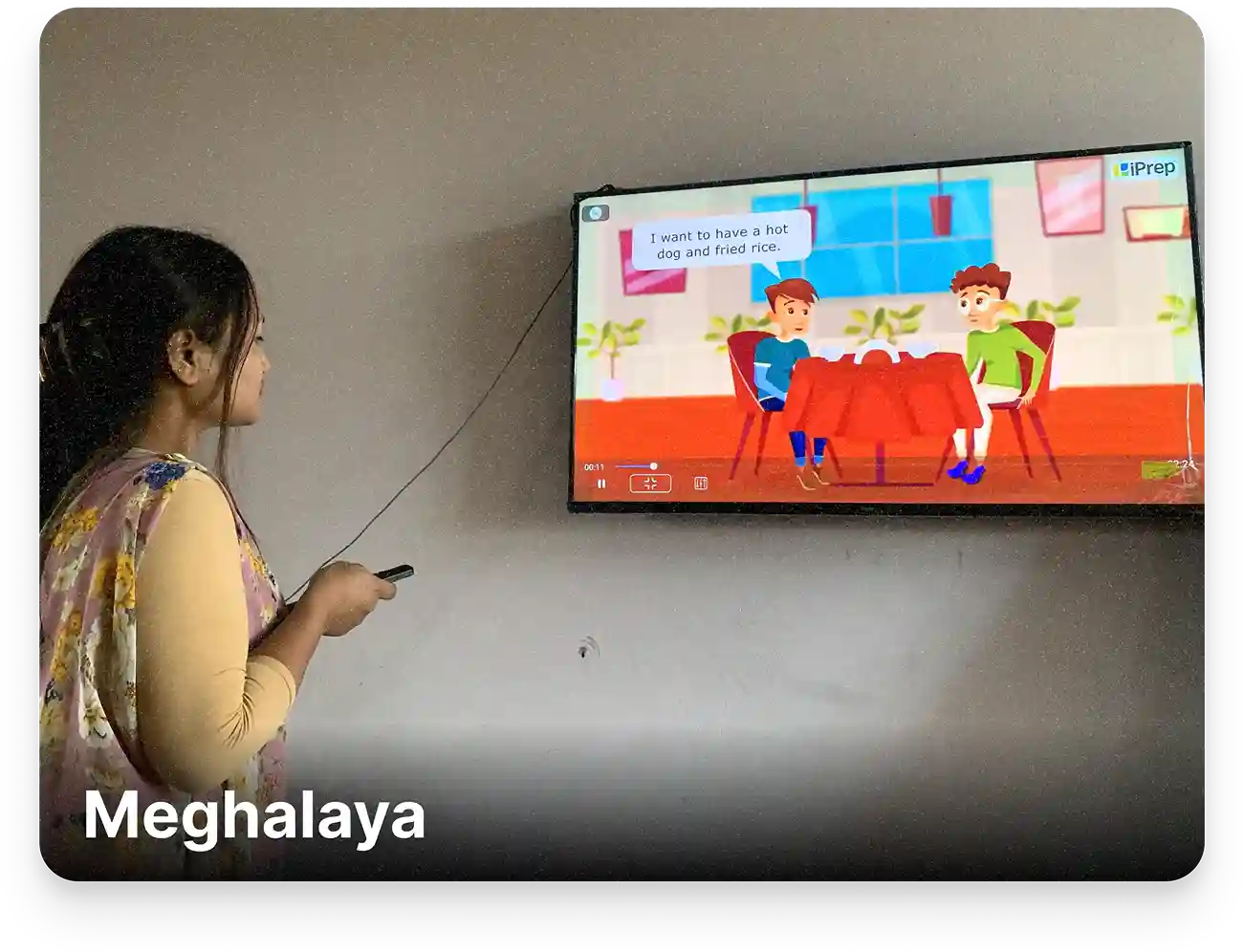 Teacher using Meghalaya Board–aligned digital content on a smart classroom display in Meghalaya