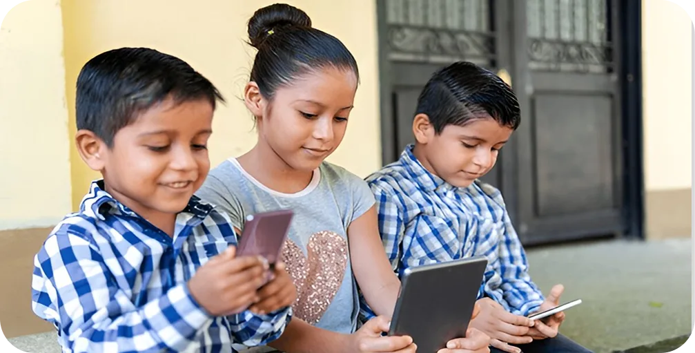 Students joyfully learning at home using iPrep, a student learning app on mobile