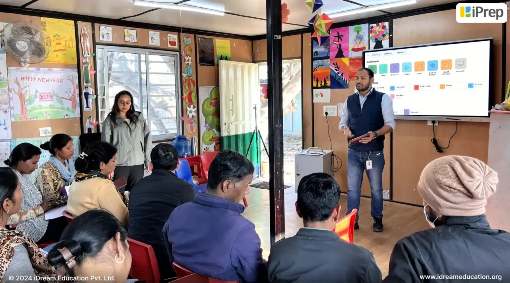 Teachers engaged in smart class training at iMpower club of Aide et Action by iDream Education
