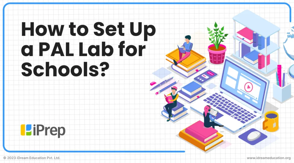 Cover image for a guide on how to set up a PAL Lab in schools, featuring students learning on personalized resources a single space