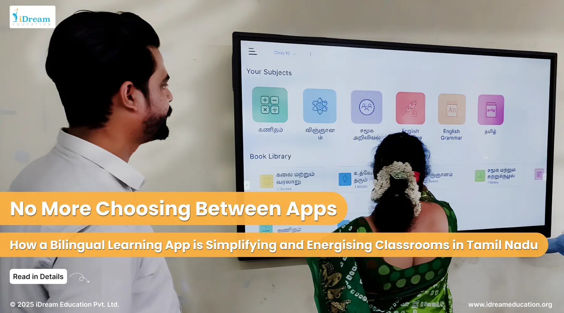 Cover image of blog showing how bilingual learning app on smart class eases classroom instruction in local languages