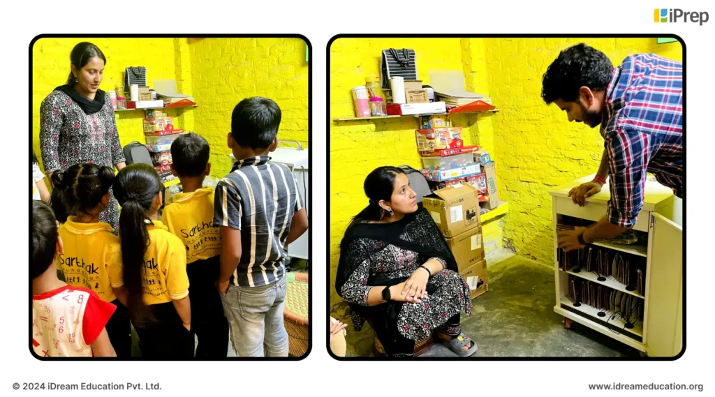 Teacher training on how to manage tablets in a digital library setup by iDream Education