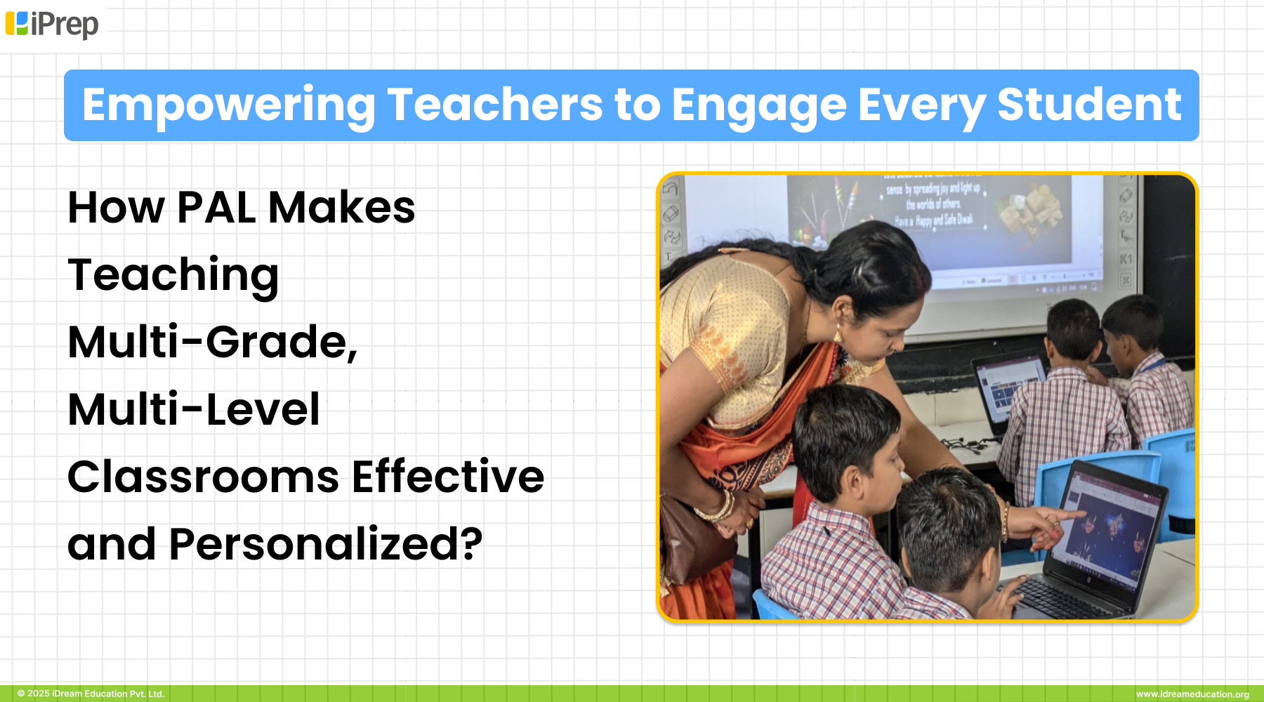 Illustration guiding viewers to a blog on how Personalized Adaptive Learning (PAL solution) enables effective teaching in multi-grade, multi-level (MGML) classrooms