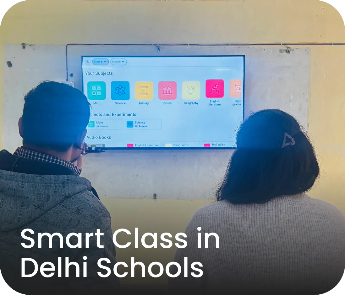 Teacher using smart class in a Delhi school