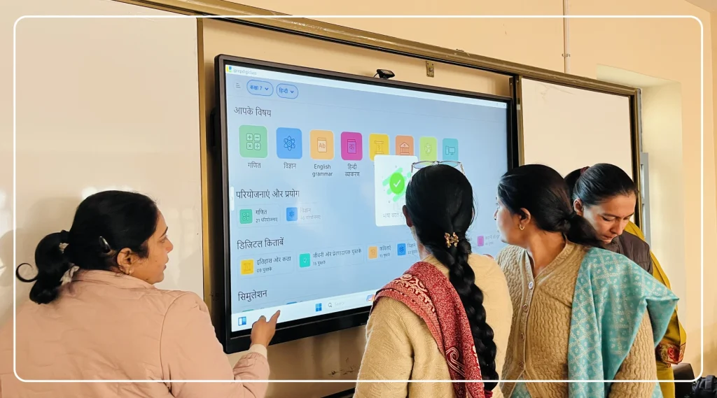 Teachers using smart class board in PM SHRI schools of Himachal Pradesh