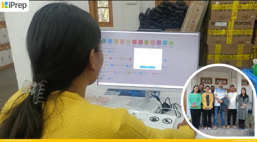 NGO team using the iPrep digital library platform on a desktop-based digital library setup in Tura