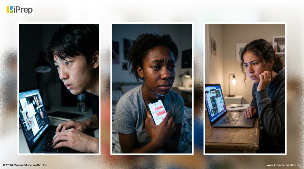 Image showing how distracted and unsafe students are due to Social Media, AI & Internet and how this needs an urgent solution, and how offline Digital Learning is a solution