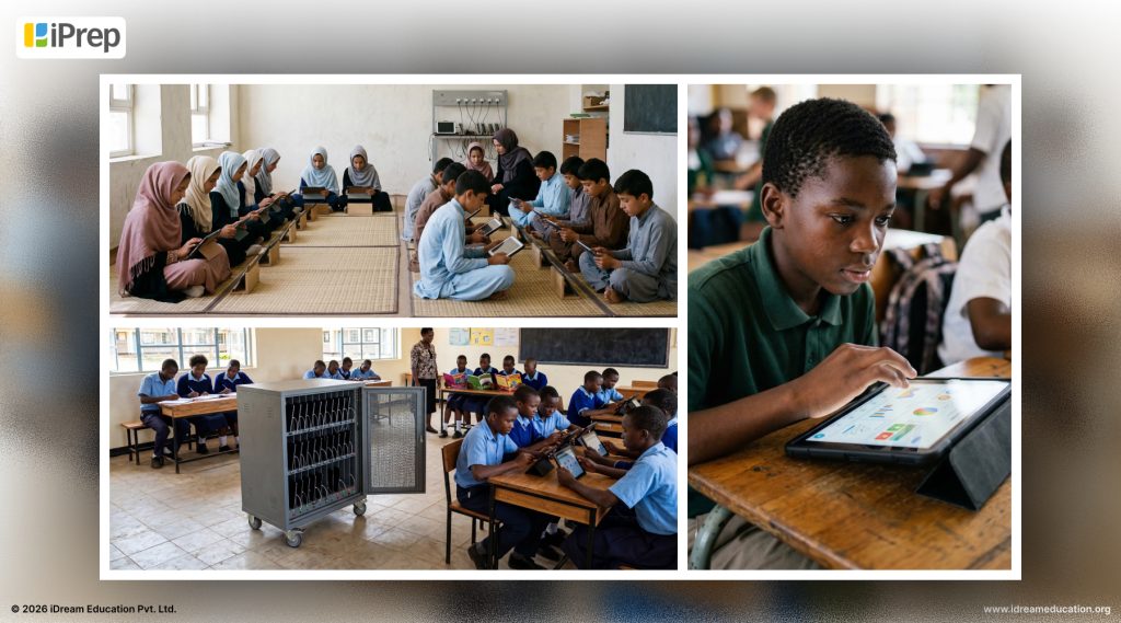 Image showing digital learning of students in Africa, Afghanistan and Middle Est using LMS & Digital Content to improve the quality and impact of Digtital Learning