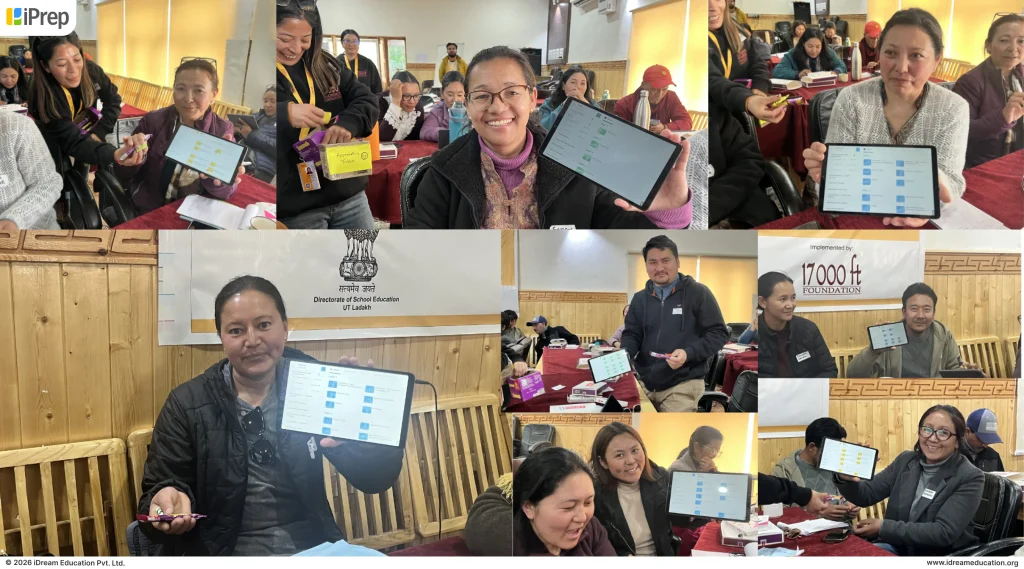 Teachers using iPrep PAL solution on tablets during training sessions in schools of Leh