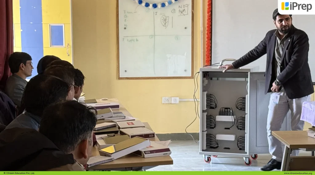 PAL tablets housed in charging and storage rack in a tablet storage, forming the PAL Lab infrastructure in schools