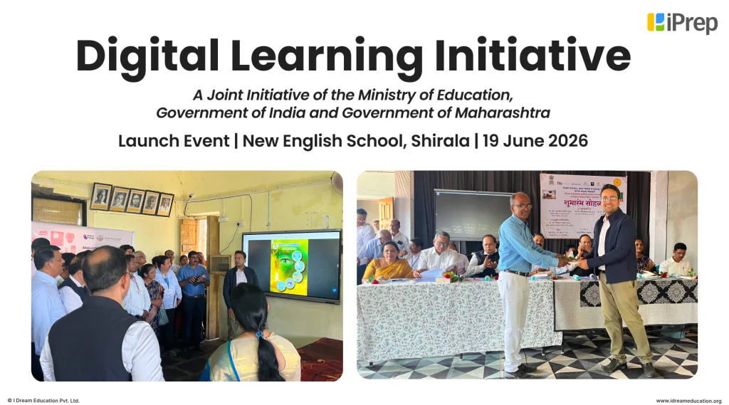 Rohit Prakash, Co-founder of iDream Education, showcasing the iPrep Smart Classroom solution at the Maharashtra Government's digital learning initiative launch event